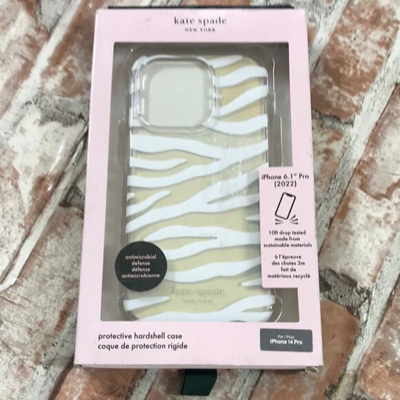 Kate Spade Zebra Stripe Hardshell Case for iPhone 14 Pro - Picture 2 of 4